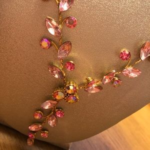 Pink Leaf Necklace & Earrings